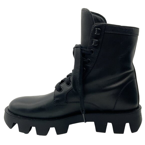 Prada Black Leather Lace Up Combat Boots - Picture 3 of 7
